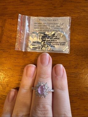Bomb Party unicorn Purple Kunzite Halo Ring - size 11